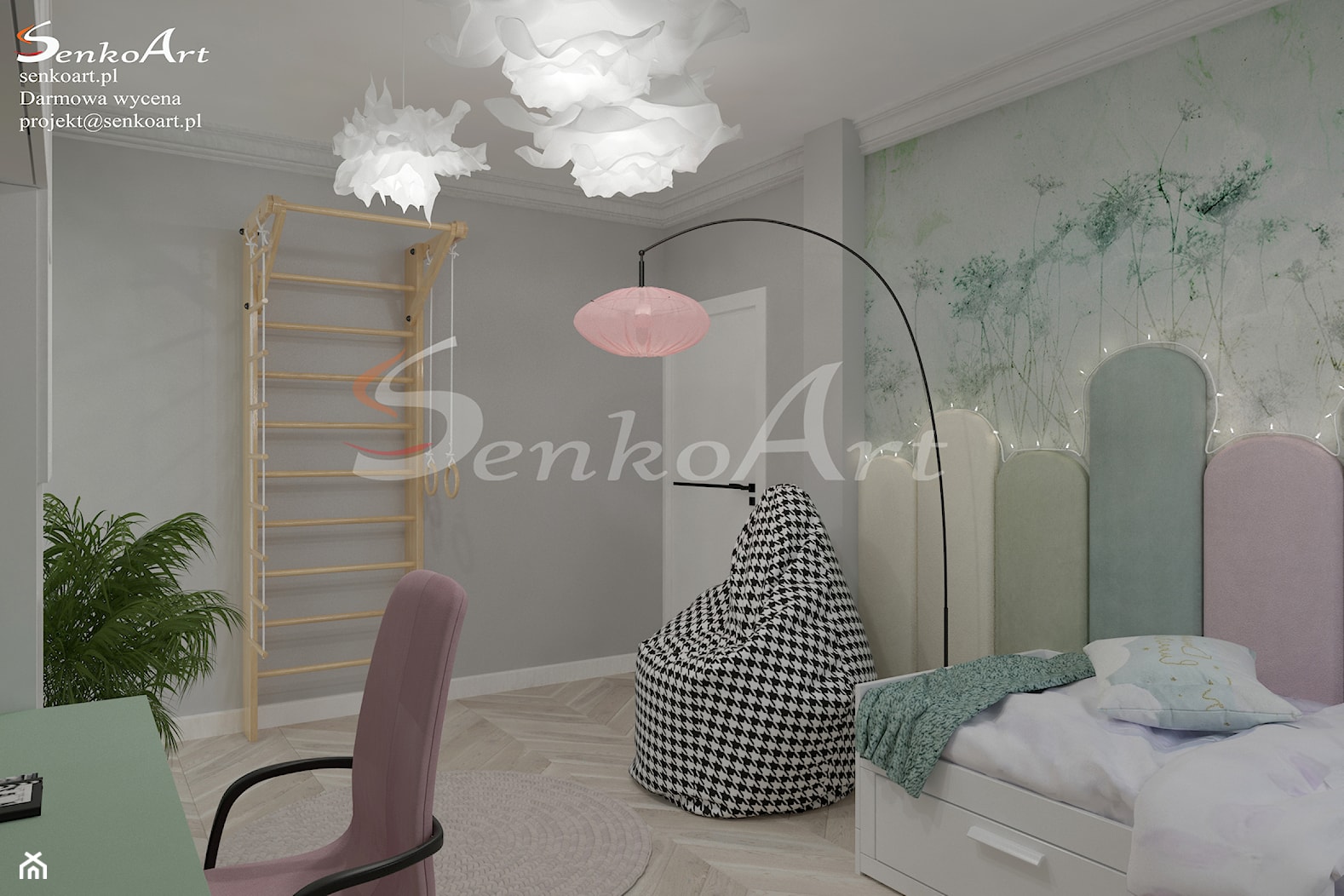 Projekt pokoju dla dziewczynki w pastelowych kolorach - zdjęcie od SenkoArt Design - Homebook