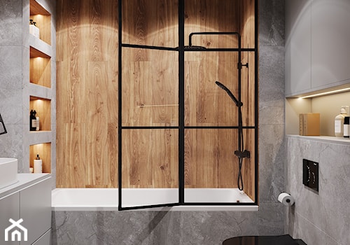Łazienka z wanna i elementami drewnianymi - zdjęcie od SenkoArt Design