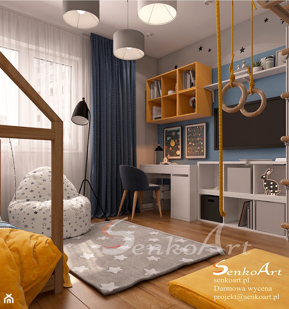 Pokój dla chłopca w żółtym i błękitnym kolorze - zdjęcie od SenkoArt Design - Homebook