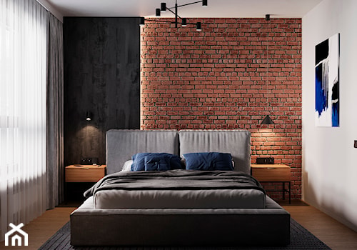 Sypialnia z cegłą w stylu industrialnym - zdjęcie od SenkoArt Design