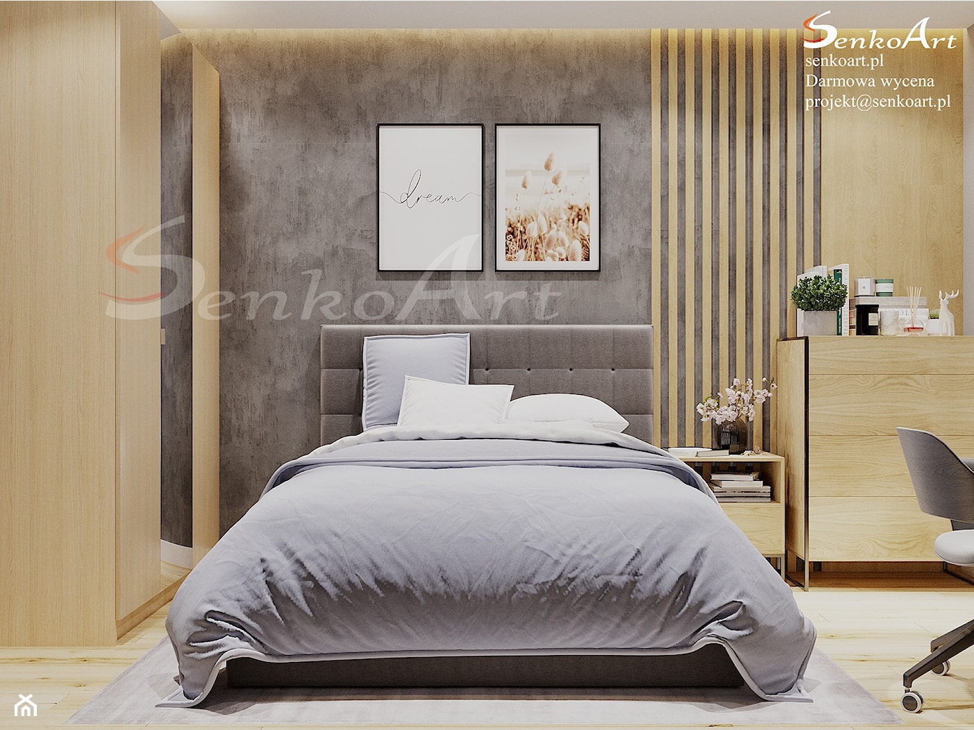 Aranżacja sypialni z lamelami - zdjęcie od SenkoArt Design - Homebook