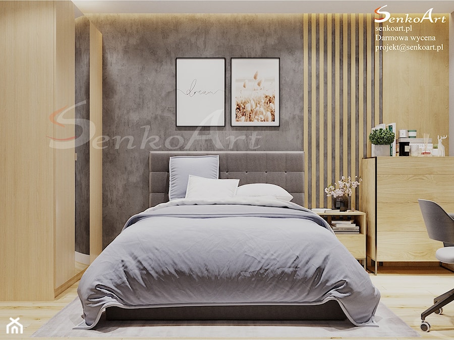 Aranżacja sypialni z lamelami - zdjęcie od SenkoArt Design