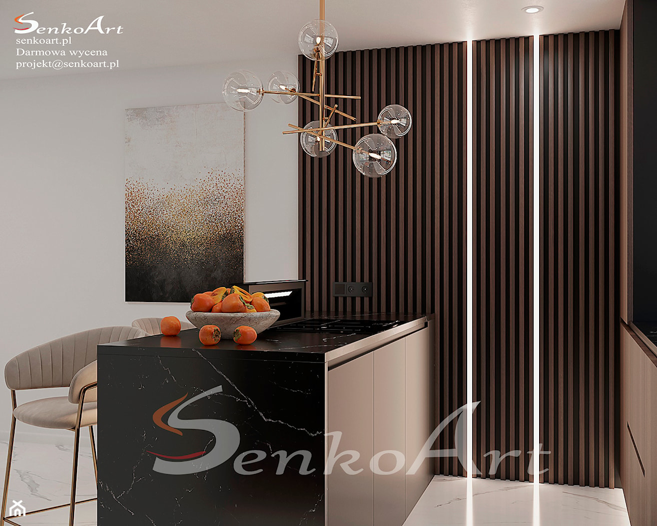 Projekt kuchni z elementami marmuru - zdjęcie od SenkoArt Design - Homebook