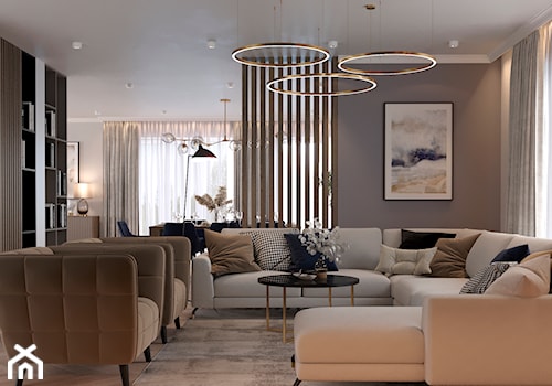 Salon nowoczesny z przytulną kanapą dla rodziny - zdjęcie od SenkoArt Design