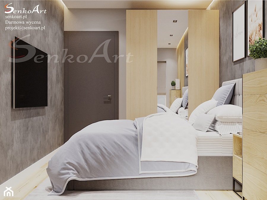 Sypialnia z drewnianymi elementami - zdjęcie od SenkoArt Design