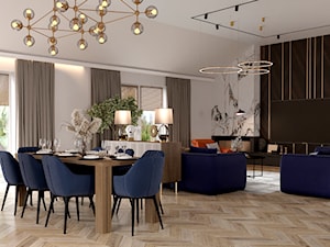 Luksusowy salon z elementami granatowymi - zdjęcie od SenkoArt Design