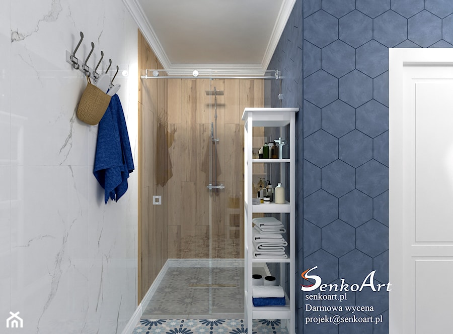 Łazienka z płytkami heksagonalnymi - zdjęcie od SenkoArt Design