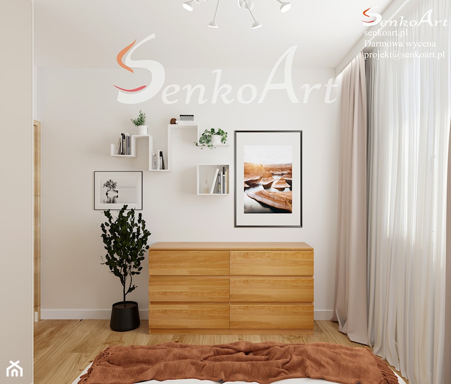Sypialnia skandynawska z fototapetami - zdjęcie od SenkoArt Design