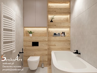 Projekt łazienki w nowoczesnym stylu z użyciem drewna