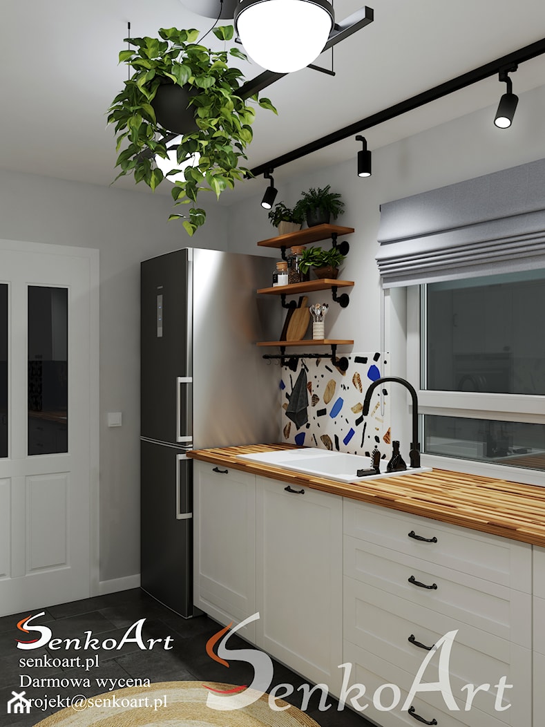 Projekt małej kuchni IKEA z płytkami lastryko - zdjęcie od SenkoArt Design - Homebook