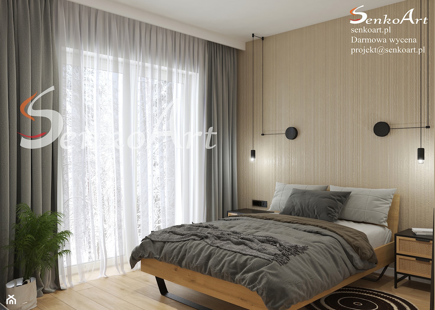 Nowoczesna sypialnia z lustrem - zdjęcie od SenkoArt Design - Homebook