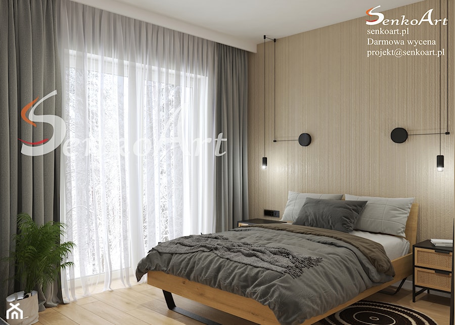 Nowoczesna sypialnia z lustrem - zdjęcie od SenkoArt Design