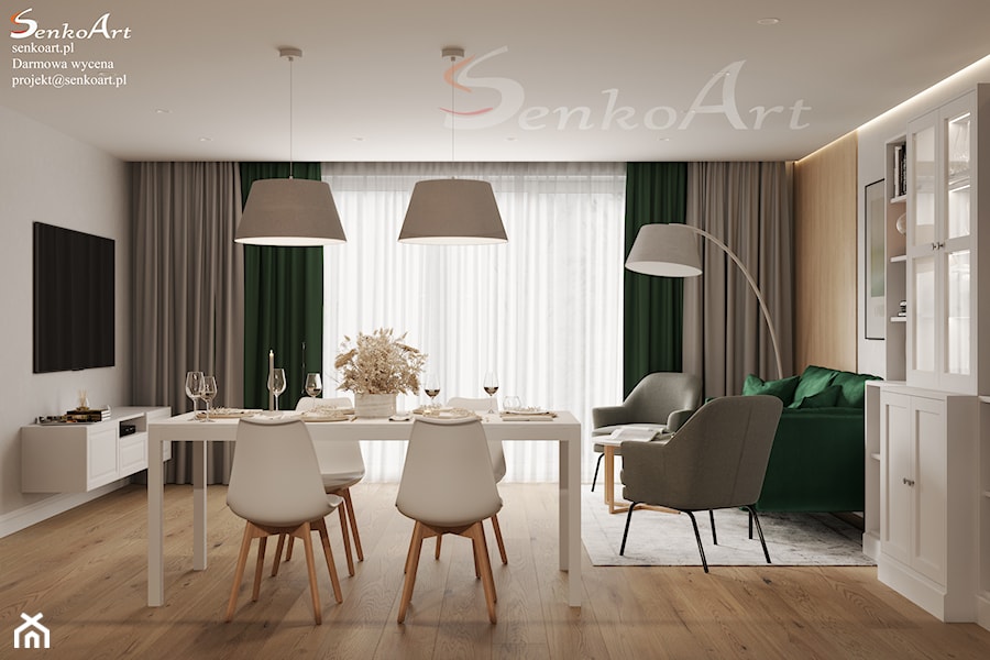 Salon z jadalnią w domu - zdjęcie od Senkoart Design
