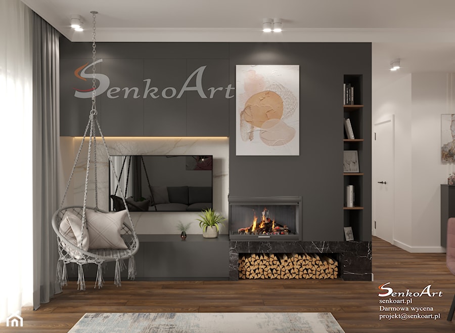 Projekt salonu z kominkiem - zdjęcie od SenkoArt Design