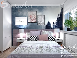 Projekt sypialni w skandynawskim stylu o różowych i niebieskich kolorach - zdjęcie od SenkoArt Design