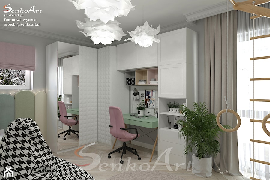 Pokój dla dziewczynki w pastelowych kolorach - zdjęcie od Senkoart Design
