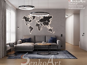 Salon nowoczesny z mapą świata - zdjęcie od SenkoArt Design