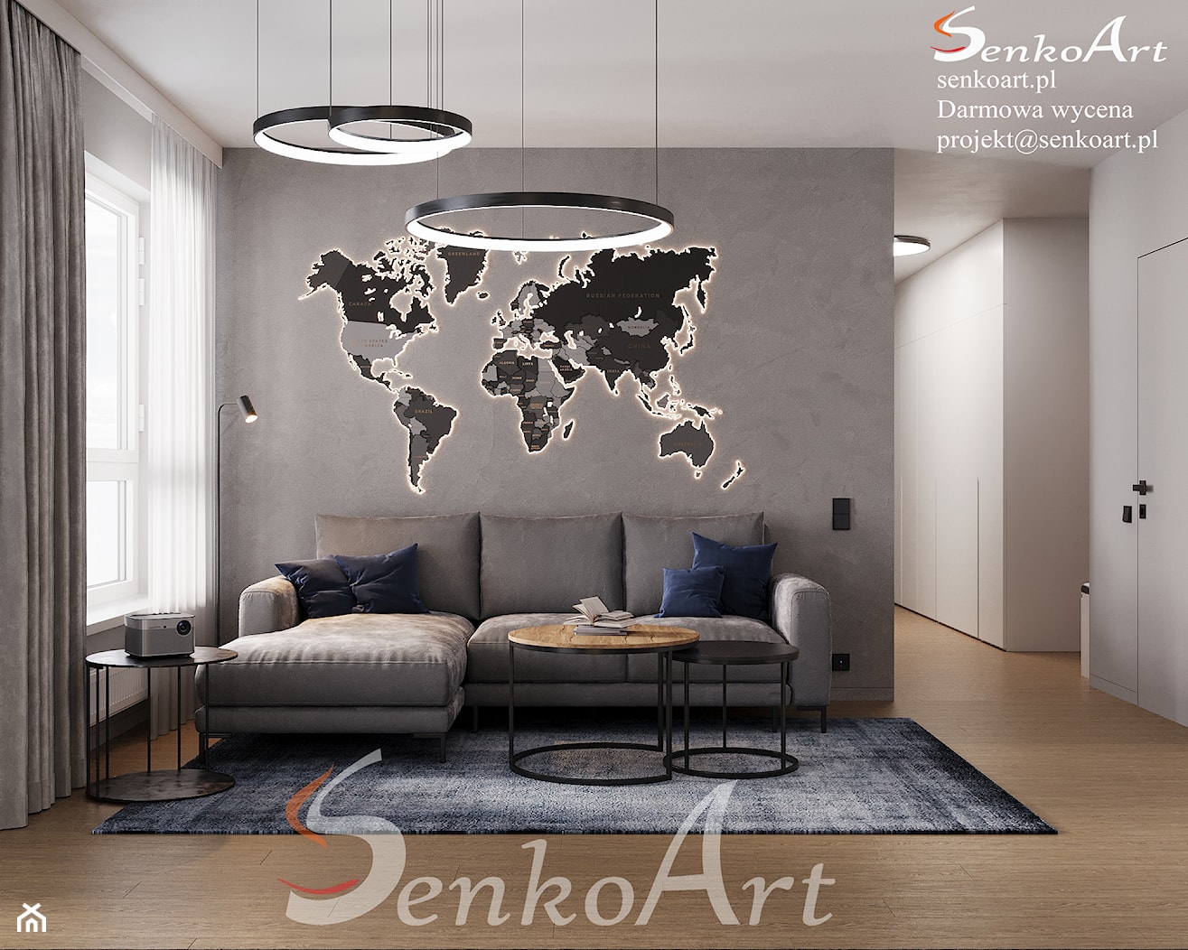 Salon nowoczesny z mapą świata - zdjęcie od SenkoArt Design - Homebook