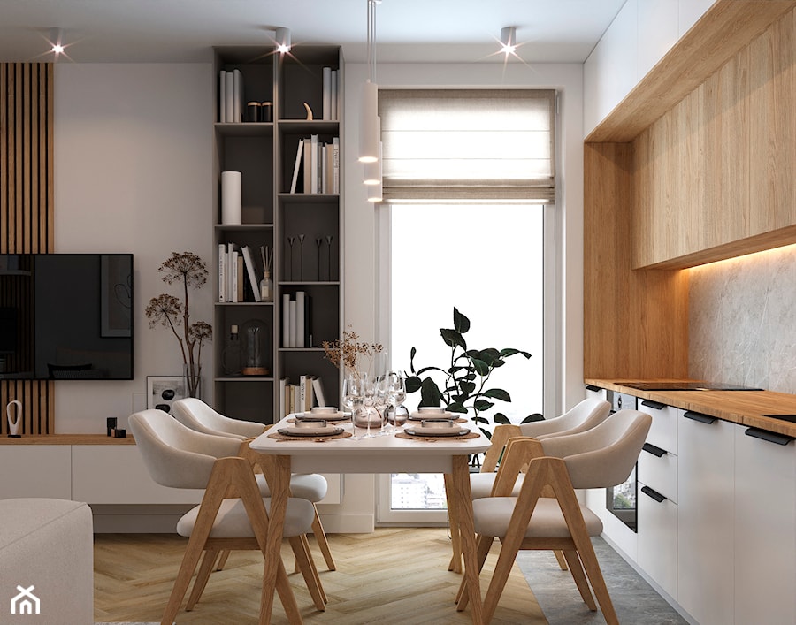 Salon z aneksem kuchennym w nowoczesnym stylu - zdjęcie od SenkoArt Design