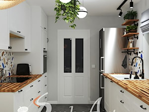 Kuchnia biała IKEA z płytkami lastryko - zdjęcie od SenkoArt Design