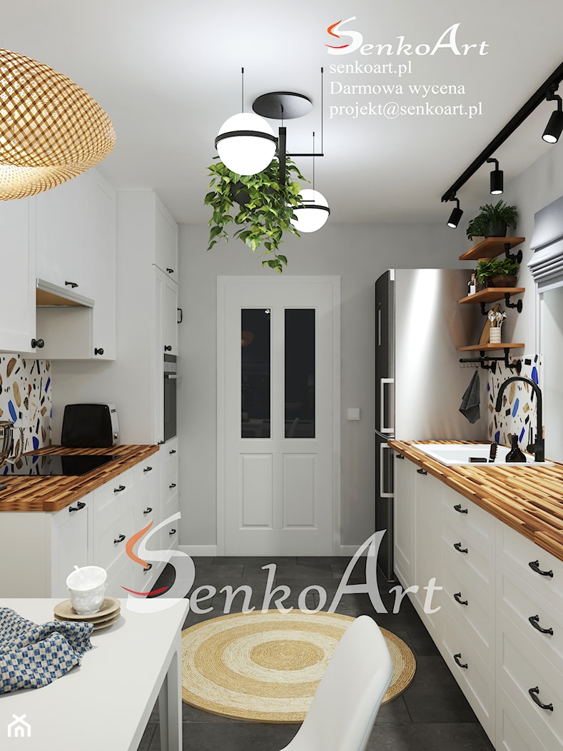 Kuchnia biała IKEA z płytkami lastryko - zdjęcie od SenkoArt Design - Homebook