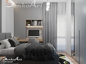 Projekt sypialni z biurkiem do pracy w nowoczesnym stylu - zdjęcie od SenkoArt Design