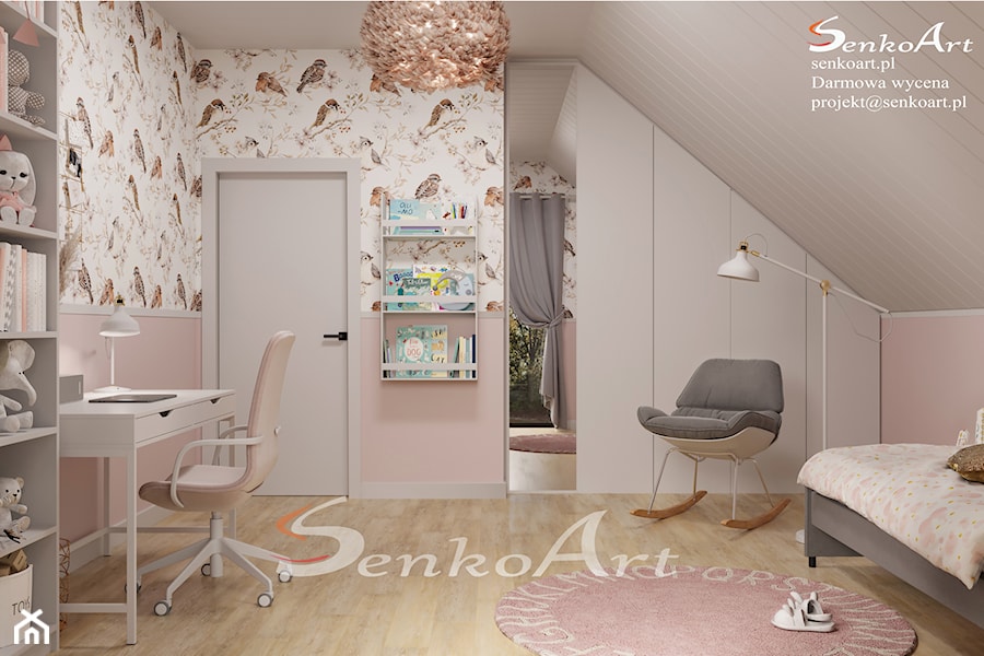 Pokój dziecięcy dla dziewczynki w nowoczesnym stylu - zdjęcie od SenkoArt Design