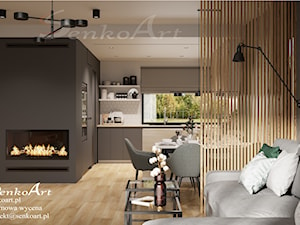 Projekt salonu nowoczesnego w domu jednorodzinnym - zdjęcie od Senkoart Design