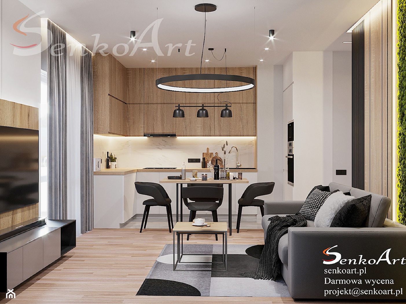 Projekt kuchni z salonem w mieszkaniu - zdjęcie od SenkoArt Design - Homebook