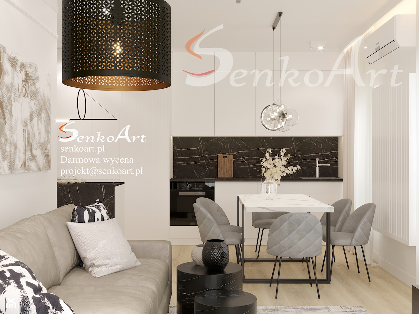 Salon nowoczesny z jadalnia - zdjęcie od SenkoArt Design - Homebook