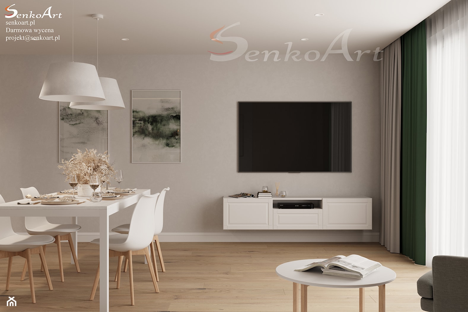 Projekt salonu z częścią do jadalni - zdjęcie od SenkoArt Design - Homebook