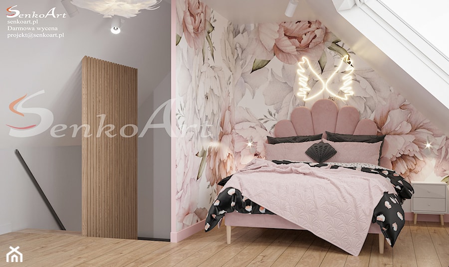 Pokój dla dziewczynki w różowym kolorze - zdjęcie od SenkoArt Design