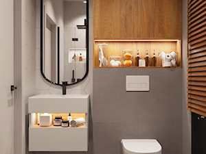 Aranżacja łazienki z wykorzystaniem elementów drewna - zdjęcie od Senkoart Design