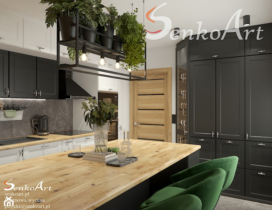 Biała kuchnia z czarnymi dodatkami - zdjęcie od SenkoArt Design