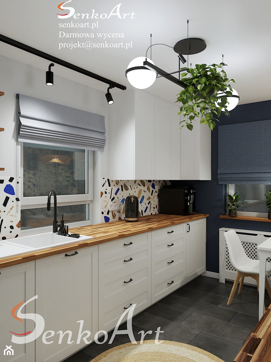 Projekt małej kuchni IKEA z płytkami lastryko - zdjęcie od SenkoArt Design