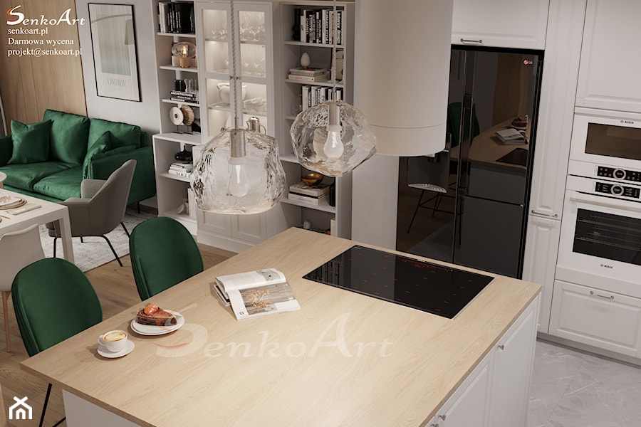 Kuchnia z salonem w skandynawskim stylu - zdjęcie od Senkoart Design