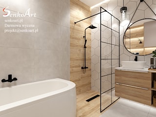 Projekt łazienki w nowoczesnym stylu z użyciem drewna
