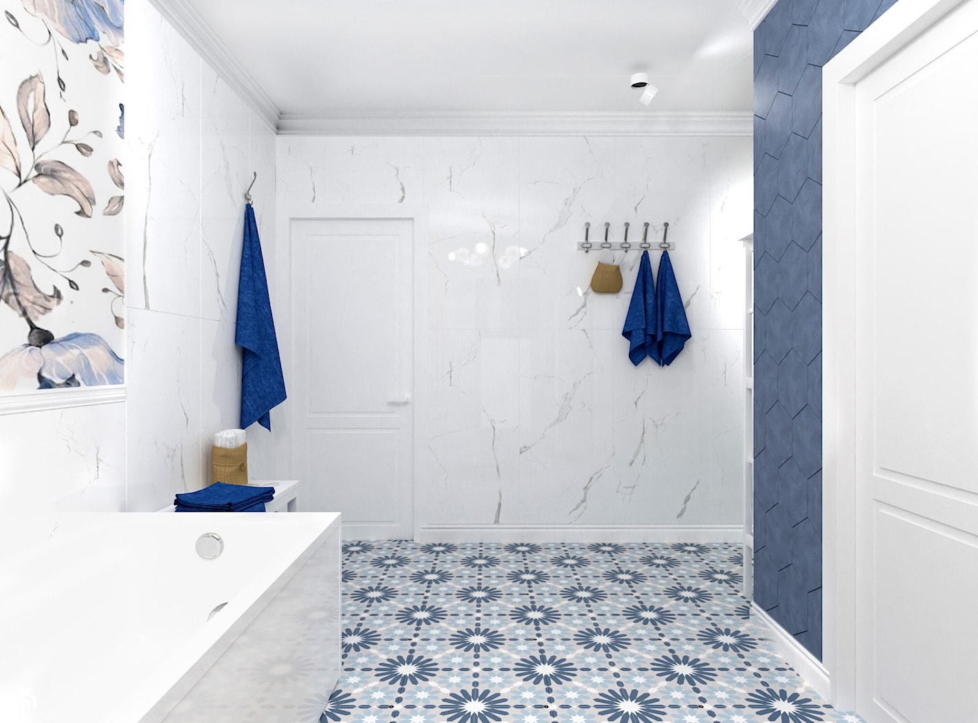 Aranżacja łazienki z płytkami heksagonalnymi - zdjęcie od SenkoArt Design - Homebook