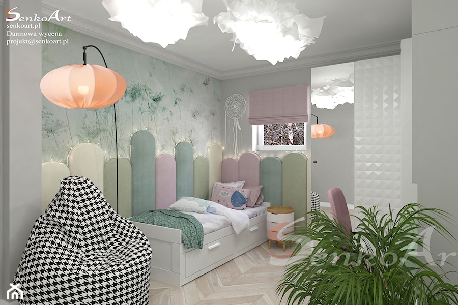 Projekt pokoju dla dziewczynki w pastelowych kolorach - zdjęcie od SenkoArt Design