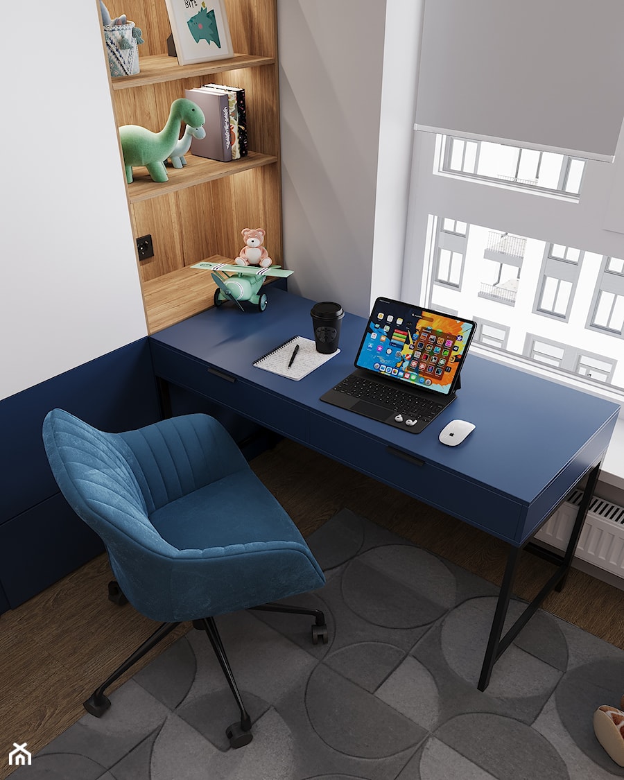 Pokój chłopca z niebieskim biurkiem - zdjęcie od SenkoArt Design