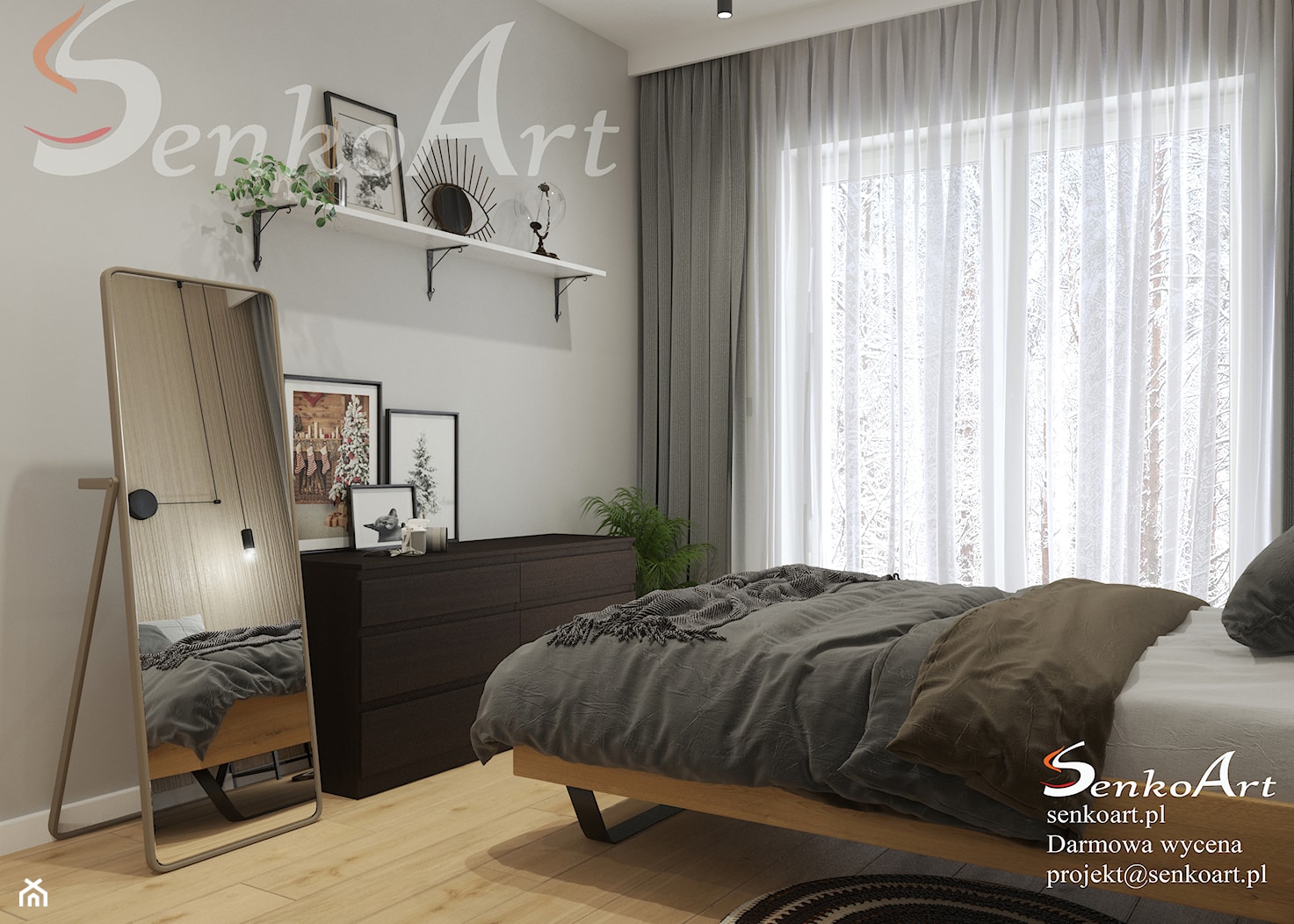 Nowoczesna sypialnia z lustrem - zdjęcie od SenkoArt Design - Homebook