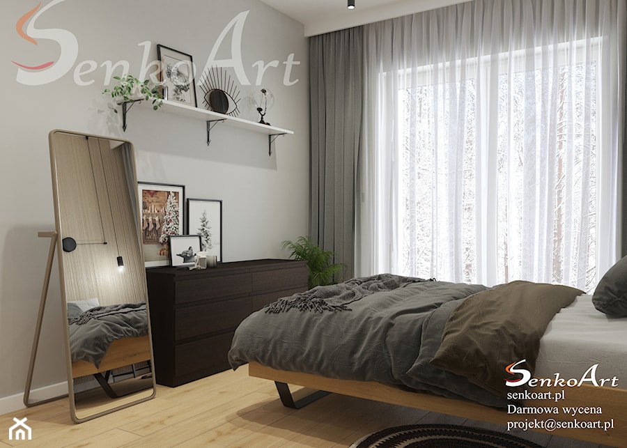 Nowoczesna sypialnia z lustrem - zdjęcie od SenkoArt Design