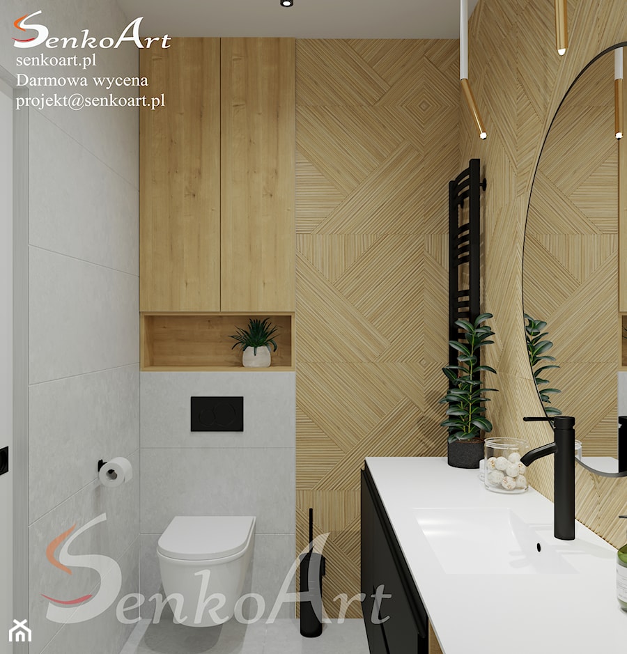 Łazienka z elementami drewnianymi - zdjęcie od SenkoArt Design