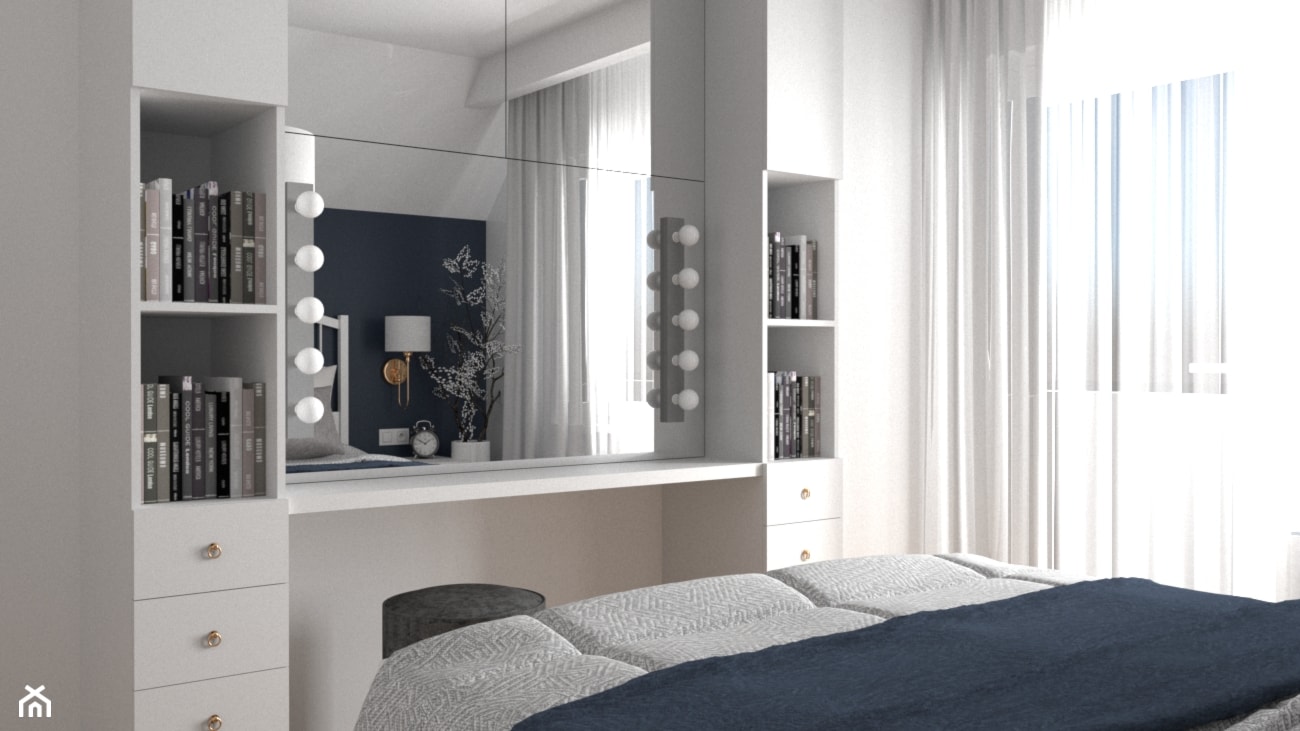Salon i sypialnia w granacie - zdjęcie od Zen Home - Homebook