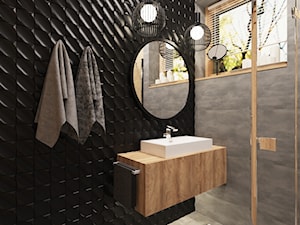 Projekt łazienki w domu prywatnym - Mała z lustrem łazienka z oknem, styl nowoczesny - zdjęcie od PROJEKTOWNIA Małgorzata Woldańska