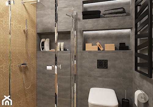 Projekt łazienki w domu prywatnym - Średnia bez okna z punktowym oświetleniem łazienka, styl nowoczesny - zdjęcie od PROJEKTOWNIA Małgorzata Woldańska