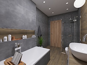 Projekt dużej łazienki w domu prywatnym - Duża bez okna z punktowym oświetleniem łazienka, styl nowoczesny - zdjęcie od PROJEKTOWNIA Małgorzata Woldańska