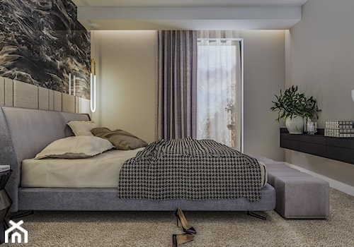 Apartament Filtry - Średnia szara sypialnia, styl nowoczesny - zdjęcie od e interiors