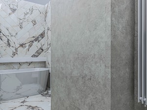 Apartament Filtry - Mała bez okna z marmurową podłogą łazienka, styl nowoczesny - zdjęcie od e interiors