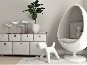Pokój małego Maksa - Mały szary pokój dziecka dla dziecka, styl skandynawski - zdjęcie od e interiors